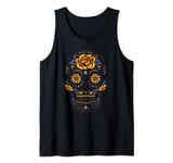 Floral Skeleton Skull - Candy Skull Print - Smiling Skull Tank Top