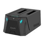 Alxum USB C to SATA HDD Hard Drive Docking Station with Offline Clone Function for 2.5 & 3.5 Inch SATA HDD SSD Hard Drives, SATA External Dual Bay Dock Support 2 x 18TB