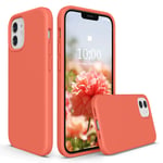 SURPHY Liquid Silicone Case Compatible with iPhone 12 mini Case 5.4 inches, Gel Rubber Full Body Shockproof Phone Case with Microfiber Lining for iPhone 12 mini 5.4 inches 2020 (Coral)
