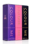 COLOUR ME Milton-Lloyd Lot de 3 flacons de parfum pour femme Rose/violet/doré, 50 ml