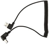 System-S Câble Spirale USB A coudé à 90° Gauche vers USB Type B 90° à Angle Droit 35-80 cm