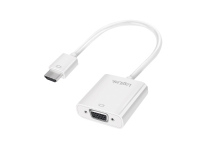 HDMI cable adapter, A/M to VGA/F + 3.5 mm + USB, 1080p, white, 0.15 m