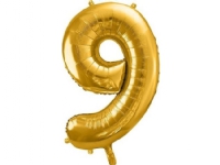 Party Deco Folieballong Siffran 9, 86 cm, guld universal