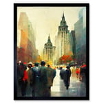 Autumn On Wall Street New York City Painting Art Print Framed Poster Wall Decor 12x16 inch