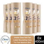 Dove Visible Glow Self-Tan Lotion Nourishing Care For Fair-Medium Skin, 6x400ml