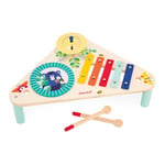 JANOD- Gioia Table Bois 3 Instruments de Musique Enfant-Jouet d'Imitation et d'Éveil Musical-Peinture à l'eau-Dès 12 Mois, J07655, Multicolore