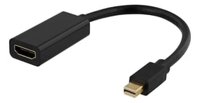 Deltaco Mini DisplayPort till HDMI adapter, 4K 60Hz, 0,2m, svart