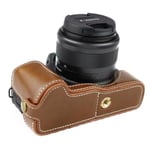 Canon Eos M50 Kameraskydd Nederdel Konstläder Flanell - Brun