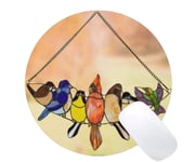 Durable Round Gaming Mouse pad,Two Birds Couples with Pink Flower Print Mouse Mat