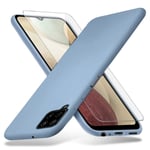Richgle Samsung Galaxy A12 / Galaxy M12 Case & Tempered Glass Screen Protector, Slim Soft TPU Silicone Case Cover Shell For Galaxy A12 / Galaxy M12 - Lavender Grey RG80899