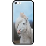 Apple Iphone 5 / 5s Se Svart Mobilskal Med Glas Häst & Katt