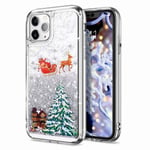 Lvnarery iPhone 12 Case/iPhone 12 Pro Christmas Phone Case Glitter,Bling Sparkly Shiny Flowing Liquid Quicksand Clear Soft TPU Bumper Silicone Protective Cover for iPhone 12 Case/iPhone 12 Pro Silver