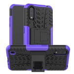 LFDZ Compatible with Samsung Galaxy A01 Case,Heavy Duty Tough Armour Rugged Shockproof Cover with Kickstand Case For Samsung Galaxy A01 Smartphone(Not fit Samsung Galaxy A11),Purple