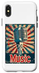 Coque pour iPhone X/XS Microphone chanteur vintage rétro chanteur