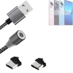 Magnetic charging cable for Xiaomi 13 Lite with USB type C and Micro-USB connect