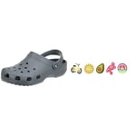 Crocs Unisex's Classic Clog, Slate Grey, 5 UK Men/ 6 UK Women Jibbitz Shoe Charm 5-Pack | Personalize with Jibbitz Sunny Days One-Size