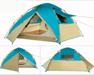 GUO Multi-person 360° Panoramic Family Camping Stable Steel Tube Structure 100% Waterproof Dome Frame Pop-up Tunnel Beach Awning Multi-person Tent-blue