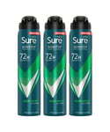 Sure Mens Men Anti-perspirant 72H Nonstop Protection Quantum Dry Deodorant 250ml, 3 Pack - NA - One Size