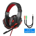 Professional Led Light Gaming Headphones for Computer PS4 Adjustable Bass Stereo PC Gamer Over Ear Wired Headset With Mic Gifts Black Red No Light