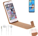 Protective cover for Oppo F19 + earphones cork Flipstyle