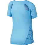 Nike Le Haut de Running Graphique à Manches Courtes T-Shirt Fille, Blue Chill/White/Signal Blue, FR : M (Taille Fabricant : M)