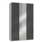 Inside75 Armoire penderie LISEA 2 portes verre anthracite 1 porte miroir 150 x 236 cm HT