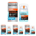 L'Oréal Men Expert - Gel Hydratant Visage pour Homme - Soin Maxi Désaltérant - Effet Glaçon Rafraîchissant - Technologie Air-Gel - Tous Types de Peaux - Hydra Energetic - 50 ml (Lot de 4)