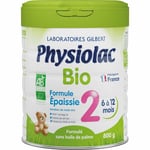 Physiolac Bio 2 Lait Infantile Formule Épaissie 2ème âge 800 g Poudre