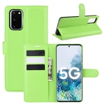 HERCN Case Compatible with Samsung Galaxy S20 FE 4G/S20 FE 5G/S20 Lite/S20 Fan Edition 6.5",Ultra Slim PU Leather Flip Case with Card Slot/Magnetic Closure/Stand-function Case (Green)