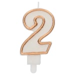 Folat 24152 Candle Simply Chique Gold Number 2-9 cm-Cake Decorations for Birthday Anniversary Wedding Graduation Party, 9 cm