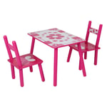 YORKING 2 Chairs 1 Table Childrens Pink Kids Wooden Garden Table Children Wooden Table and Chair Set Environmentally Friendly Child Desk and Chairs Flower Table Butterfly Chairs