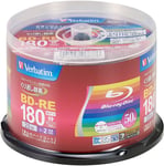 50 Verbatim Blank Blu-ray Discs 25GB 2x BD-RE bluray VBE130NP50SV1 Spindle