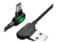 Mcdodo - USB-kabel - USB typ A (hane) vinklad 90°, vändbar till USB-C (hane) vinklad - USB 3.0 - 1.8 m - svart