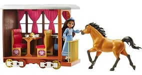 Coffret Spirit : Poupée Lucky Et Cheval Brun Spirit 20 Cm Avec Accessoires  - Set Jouet Fille Et 1 Carte - Animaux