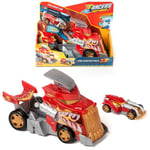 T-RACERS MIX´N RACE Fire Launcher Truck – Launcher truck with fire details. Includes 1 exclusive T-Racers vehicle - press the trigger to launch. Compatible with other T-Racers Mix ´N Race