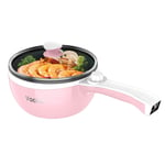 Vocha Electric Hot Pot, 1.5L Mini Portable Electric Pan Non-Stick, Multi-Cooker with Lid for Travel/Dormitory, Spatula and Egg Rack Included (Pink)