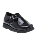 Kickers Childrens Unisex Girls Fragma T-Bar Shoes Junior Moc Toe - Black Leather - Size UK 8.5 Infant