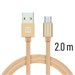"Textile Quick Charge 3.0 Micro USB 2M" Gold