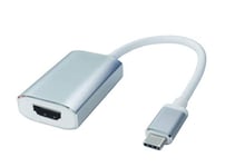 PremiumCord Adaptateur USB-C vers HDMI 4K, boîtier en Aluminium, USB 3.1 Type C mâle vers HDMI Femelle, résolution 4K 2160p 60 Hz, Couleur Blanche, Longueur 20 cm
