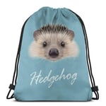 Elsaone Cute Hedgehog Face Drawstring Bag Gym Dance Bag Backpack for Hiking Beach Travel Bags 36 x 43cm/14.2 x 16.9 Inch