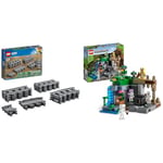LEGO 60205 City Tracks 20 Pieces Extention Accessory Set, Building Toy Train Track Expansion & 21189 Minecraft The Skeleton Dungeon Set, Construction Toy for Kids with Cave