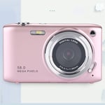 (Pink)4K Digital Camera Auto Beauty Mode 16X Zoom Autofocus Compact Camera 58MP