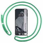 Tumundosmartphone Housse suspendue transparente pour Google Pixel 8 Pro 5G avec cordon vert eau
