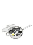 Kitchencraft Clearview Stainless Steel 28 Cm 6-Hole Egg Poacher With Glass Lid