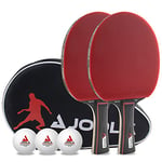 JOOLA Duo Pro 2 Raquettes 3 balles Housse de ping-Pong Set de Tennis de Table, Rouge/Noir, 6 pièces