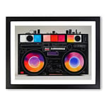 Retro Boombox Art Vol.2 H1022 BLK Framed Print for Living Room Bedroom Home Office Décor, Wall Art Picture Ready to Hang, Black A4 Frame (34 x 25 cm)