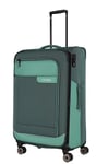 Travelite Travel Suitcase Large Sustainable 4 Wheels VIIA Soft Luggage Trolley Made of Recycled Material TSA Lock 77 cm 91-103 litres, Eucalyptus, Trolley 77 cm, Travel Suitcase with 4 Wheels