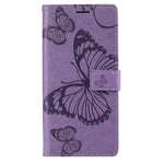 GOGME Case for Xiaomi Redmi Note 9T 5G, Retro Embossed Butterfly Pattern Design Leather Wallet Flip Cover, Xiaomi Redmi Note 9T 5G Case [Card Slots] [Magnetic Closure] [Kickstand], Purple