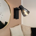 ETC-SHOP Applique murale Lampe de chambre avec spot mobile, métal verre fumé noir, 1x douille E14, LxH 7 x 14 cm