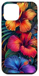 Coque pour iPhone 12 mini Fleur d'hibiscus florale colorée Hawaï Jungle exotique tropicale